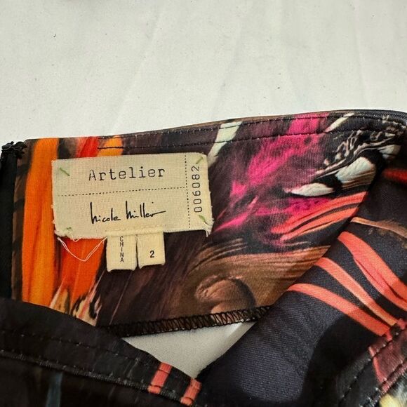 Nicole Miller Atelier Feather Print Pencil Skirt Size 2